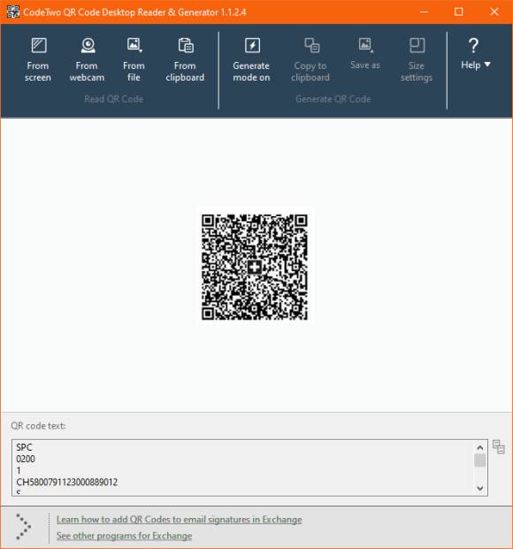 Screenshot QR Code Desktop Reader