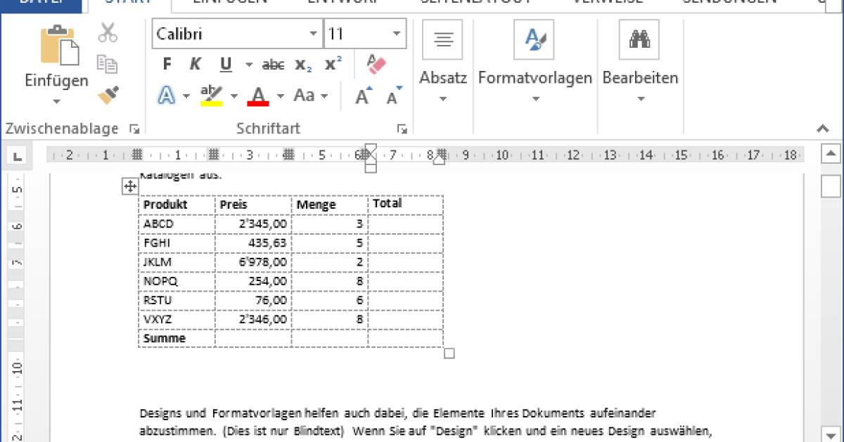 Rechnen In Word Tabelle Einfache Berechnungen in Word 2013 - pctipp.ch