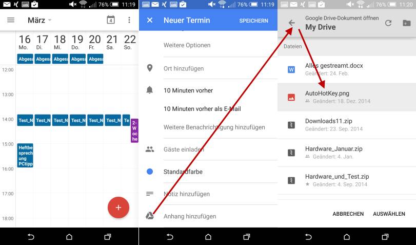 Android-Kalender: Dateien aus Google Drive einbinden - pctipp.ch