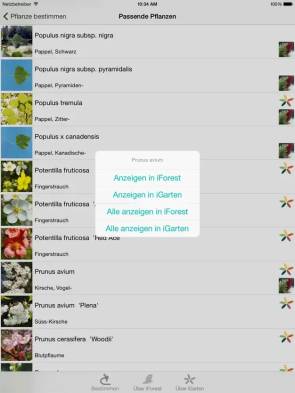 Screenshot der iPflanzen-App