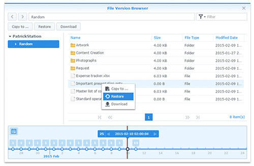 DSM 5.2: Dateibrowser mit Versionierung