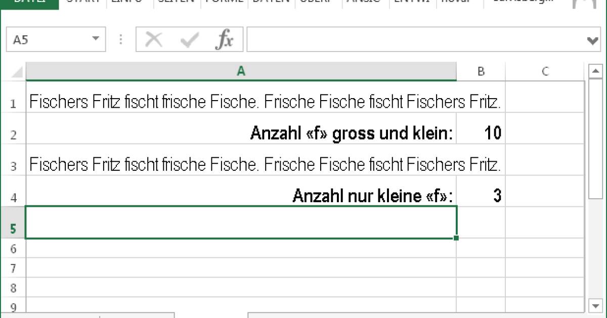 Excel Häufigkeit eines bestimmten Zeichens ermitteln pctipp.ch