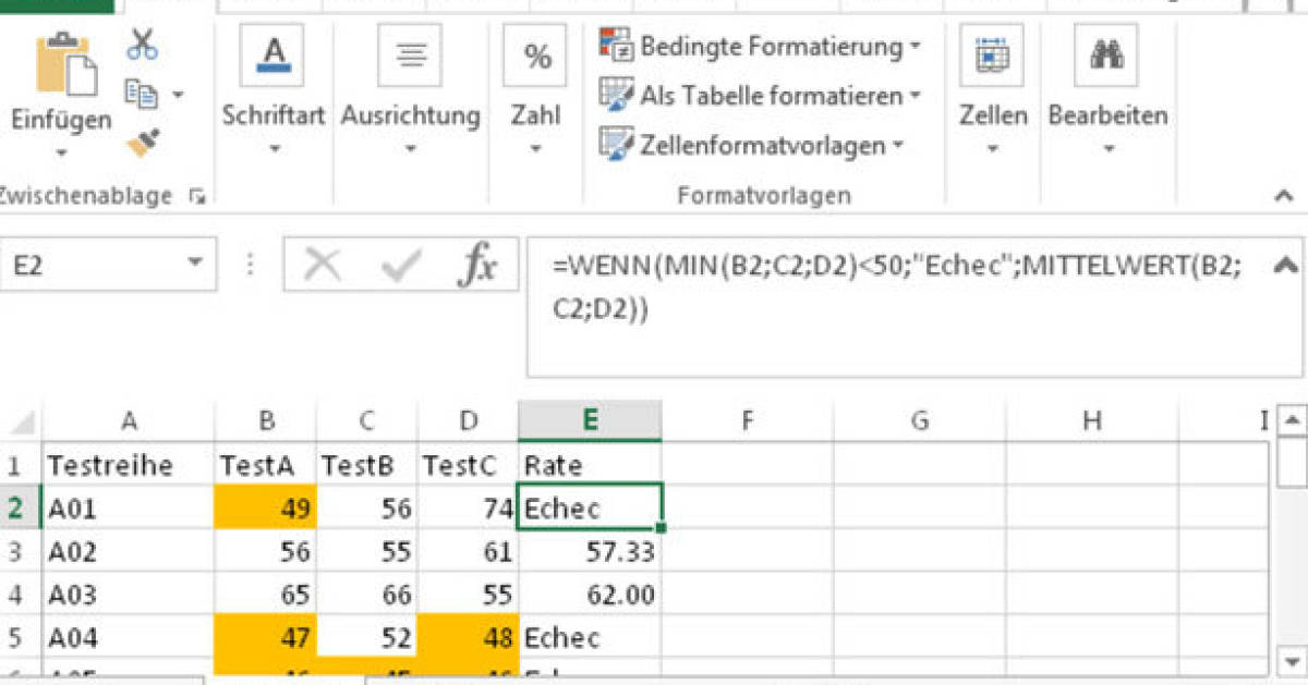 Excel Mittelwert mit Bedingungen pctipp.ch