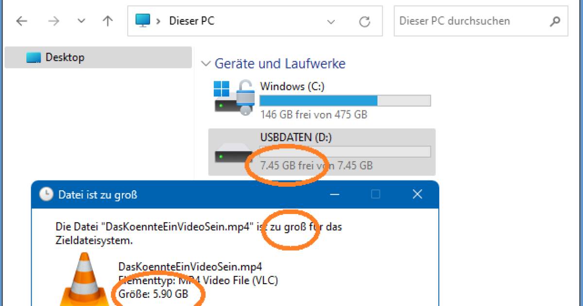 Datei Zu Groß Für Usb Stick Obwohl Genug Speicher www.pctipp.ch