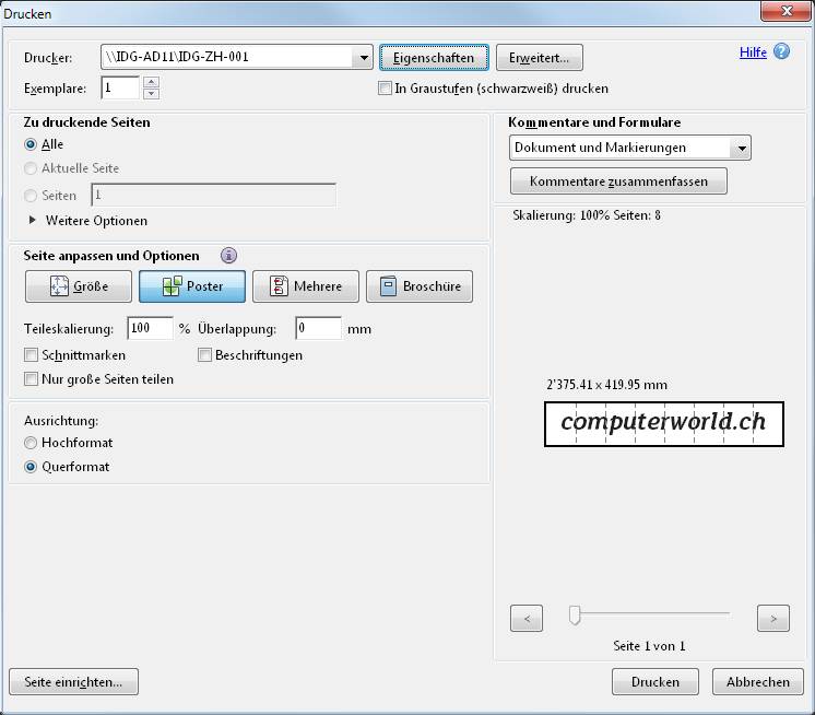 Adobe Reader hilft beim Poster und Bannerdruck pctipp.ch