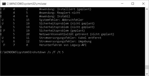 Screenshot Eingabeaufforderung