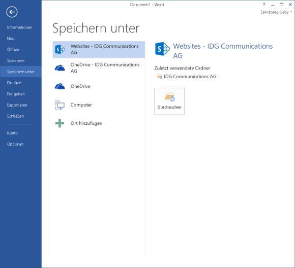 Der Speichern-Dialog in Word