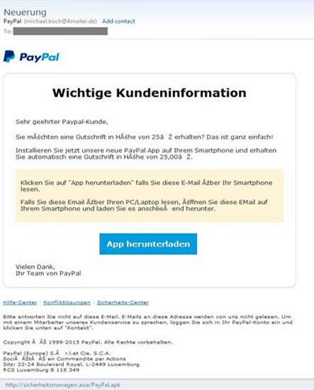 Vorsicht vor dieser E-Mail!
