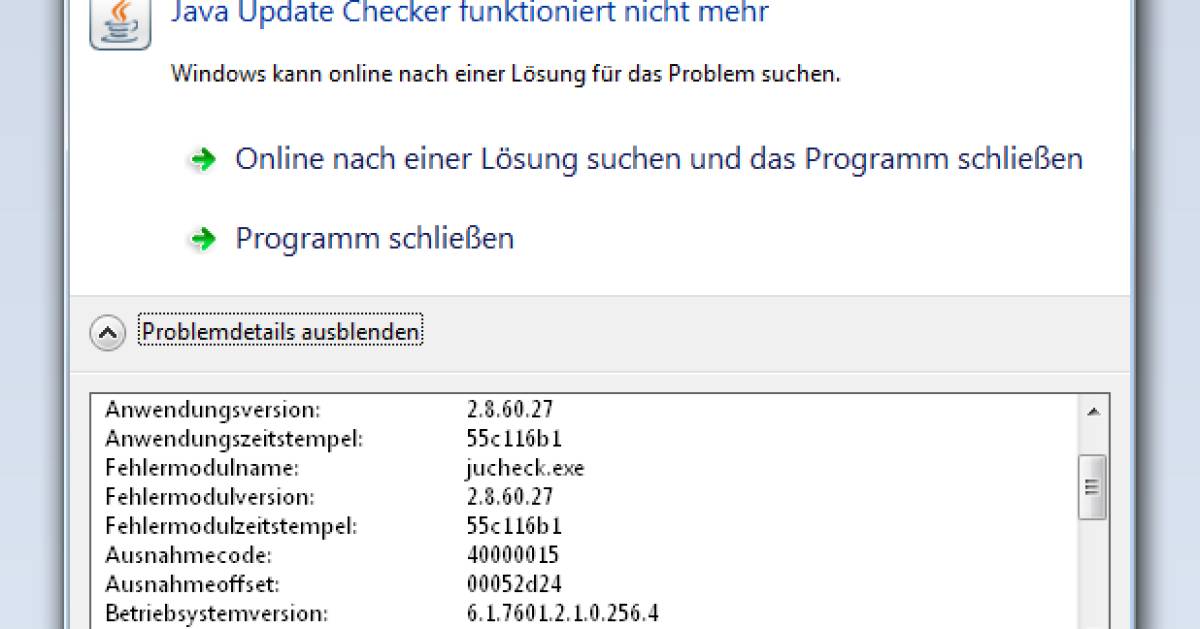 Und t glich crasht der java update checker pctipp ch