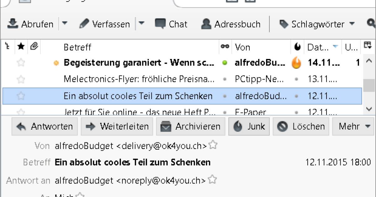 So gehts: Spamfilter in Thunderbird nutzen - pctipp.ch