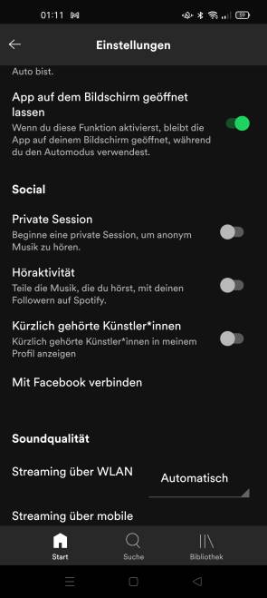 Ein Spotify-Screenshot aus der Android-App