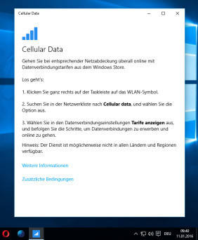 Microsoft Cellular Data: Über die App können Windows-10-Nutzer künftig Datenvolumen buchen