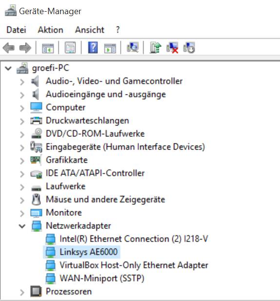 Halten Sie im Gerätemanager Ausschau nach dem WLAN-Adapter mit der Fehlfunktion