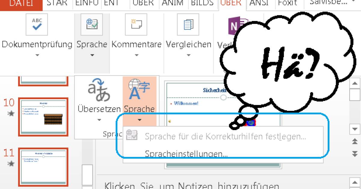 PowerPoint Korrektursprache für alle Folien schnell ändern pctipp.ch