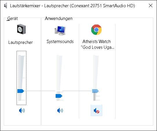 Separate Lautstärkeregler für jede Anwendung