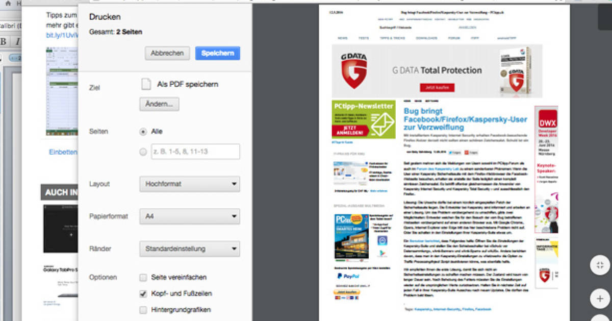 Webseite als PDF speichern pctipp.ch