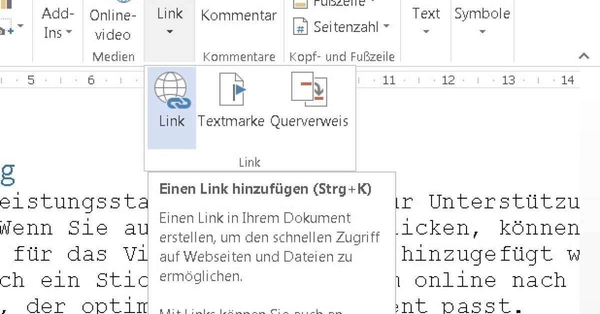 Word Textmarken und Verweise pctipp.ch