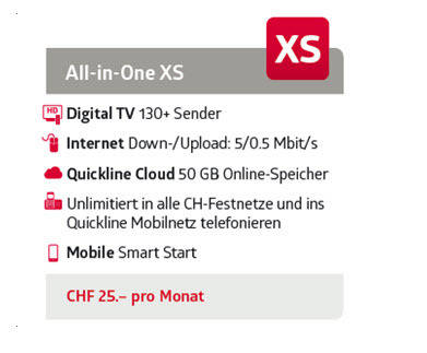 Quickline führt das neue Abo All-in-One XS ein