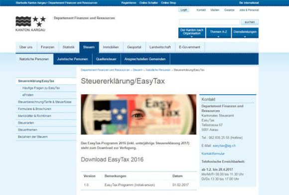 Screenshot Steuererklärungssoftware