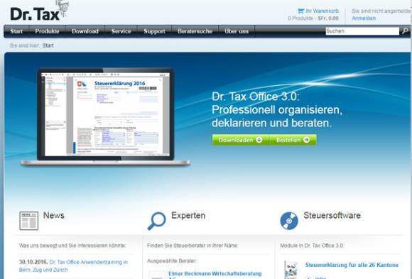 Screenshot Steuererklärungssoftware