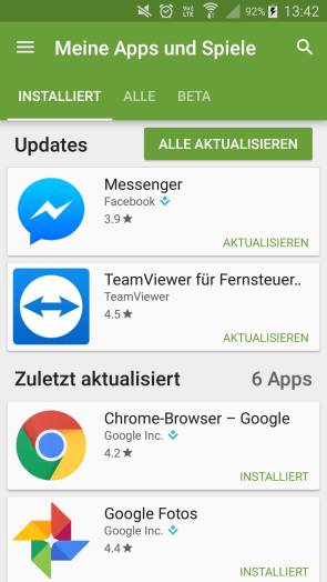 Screenshot Apps auf dem Smartphone