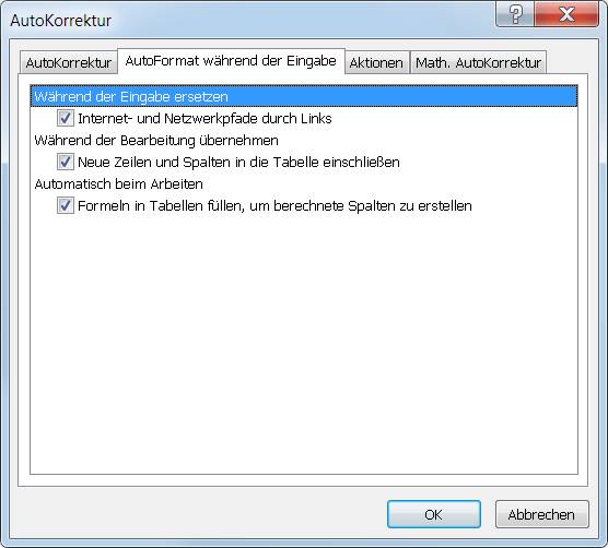 Schalten Sie das Umwandeln in klickbare Hyperlinks ein oder aus