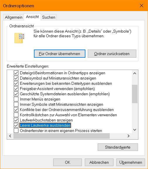 Blendet leere Laufwerke aus
