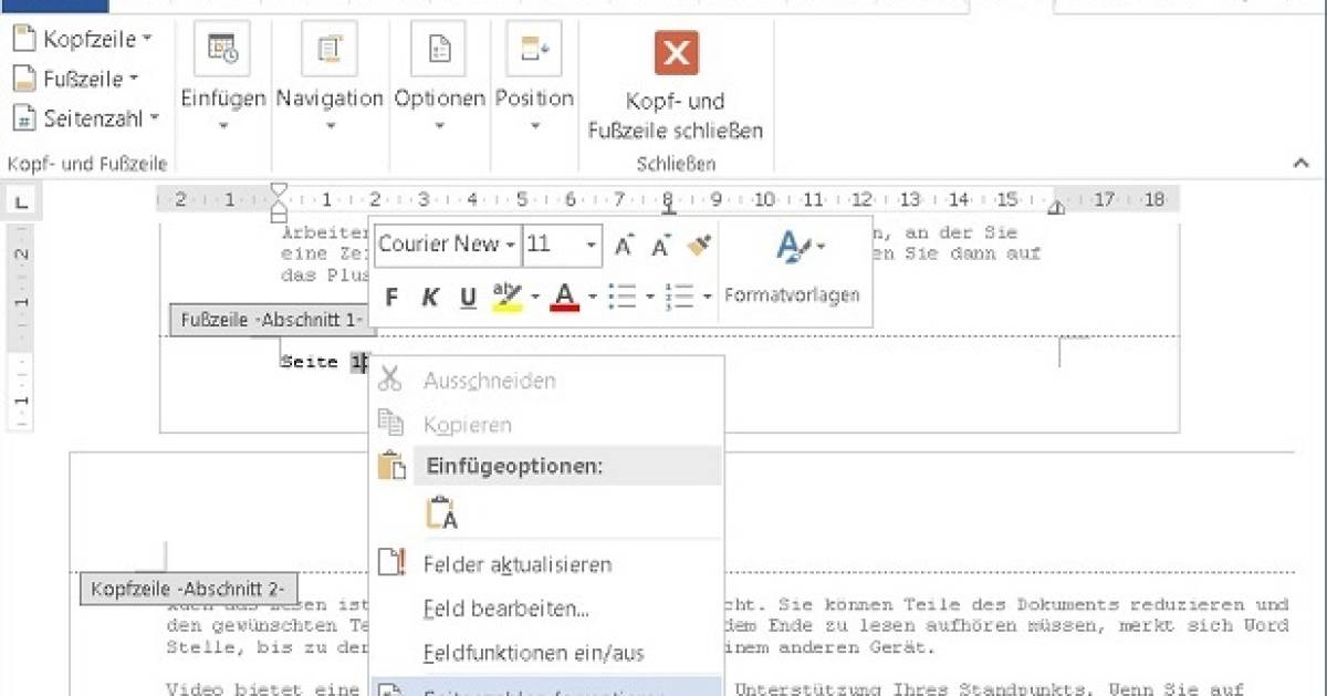 Word: Nummerierung bei gemischtem Hoch- und Querformat ...