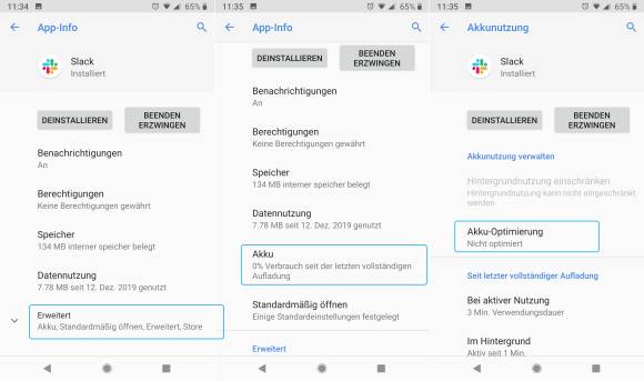 Besuchen Sie aus den App-Einstellungen die Akku-Optimierung