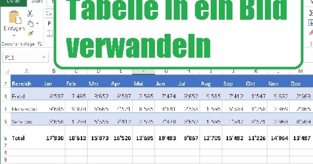Wie kann ich eine ExcelTabelle als Bild speichern? pctipp.ch