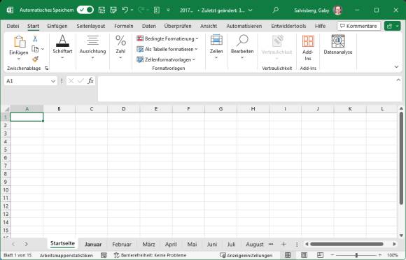 Excel-Tabelle mit mehreren Tabellenblättern