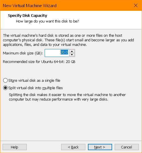Grösse der virtuellen Disk