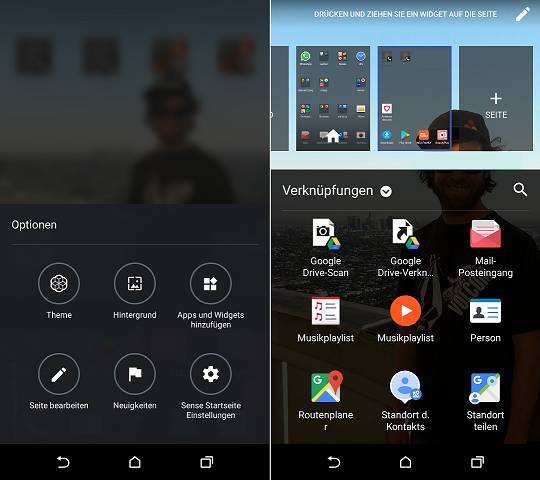 Beispiel HTC-Smartphone: Kontakt auf Homescreen verknüpfen