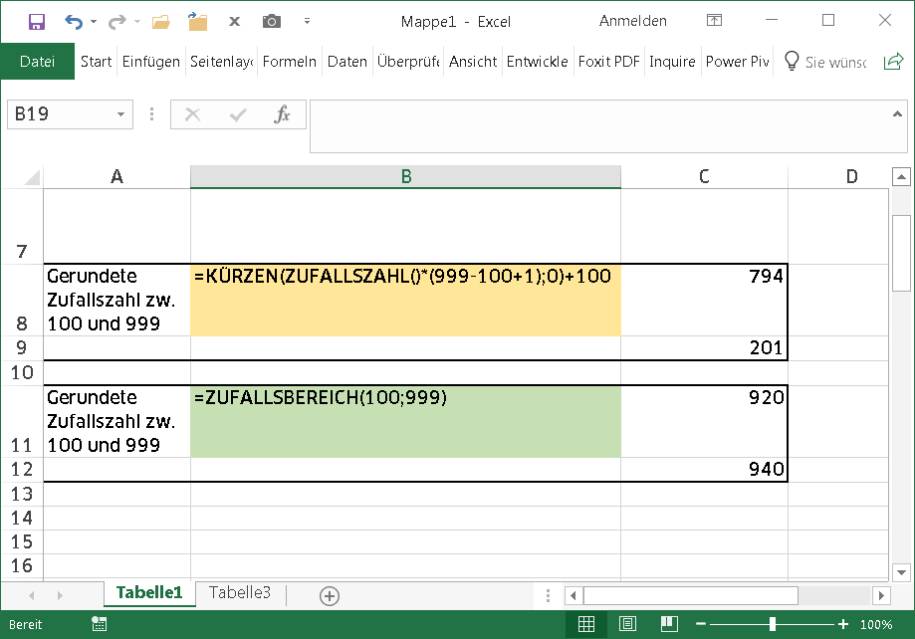 excel gib mir zufallszahlen zwischen
