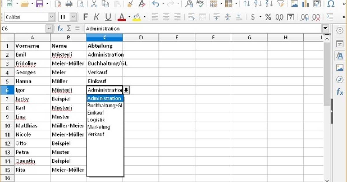 DropdownListe in LibreOffice Calc erstellen pctipp.ch