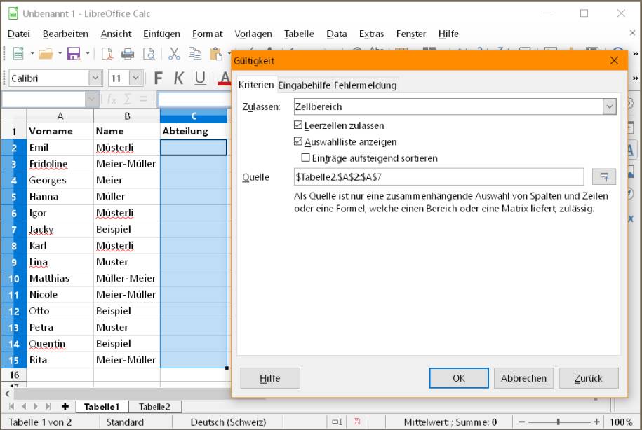 DropdownListe in LibreOffice Calc erstellen pctipp.ch