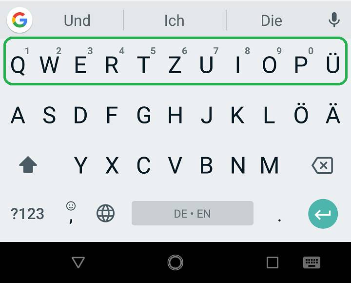android zahlenreihe permanent