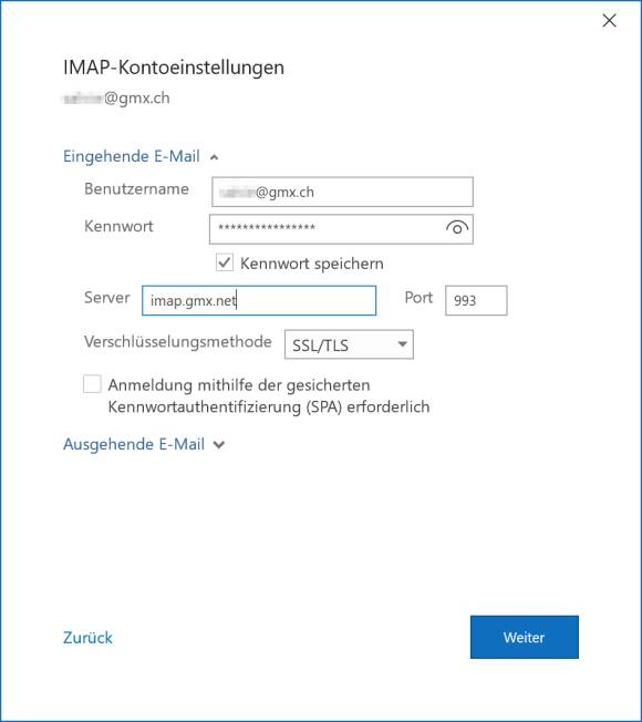 Screenshot Servereinstellungen