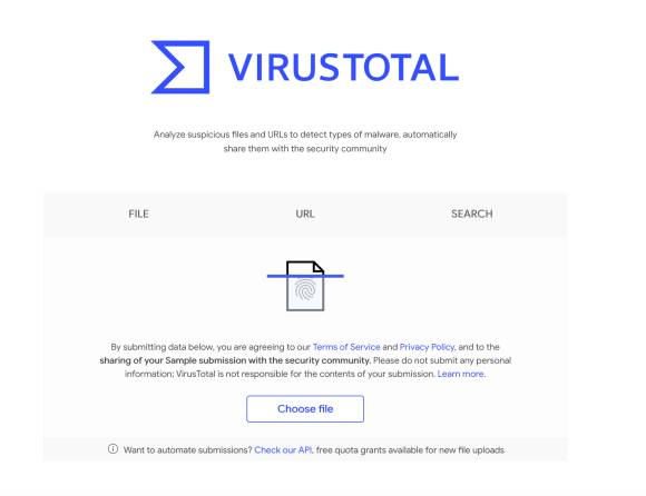 Screenshot von Virustotal