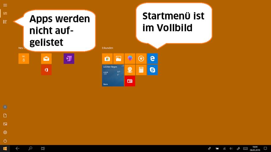 Windows 10 Vollbild Startmenu Icons Weg Was Ist Passiert Pctipp Ch