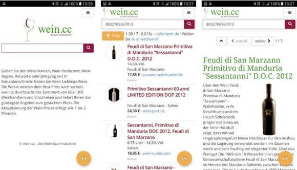 Screenshot Wein.cc