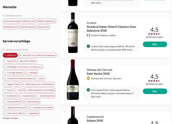 Vivino-Webseite