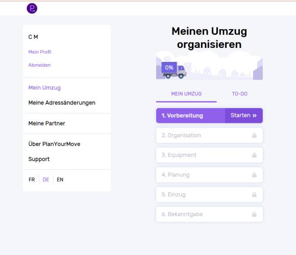 Screenshot des PlanYourMove-Web-Assistenten