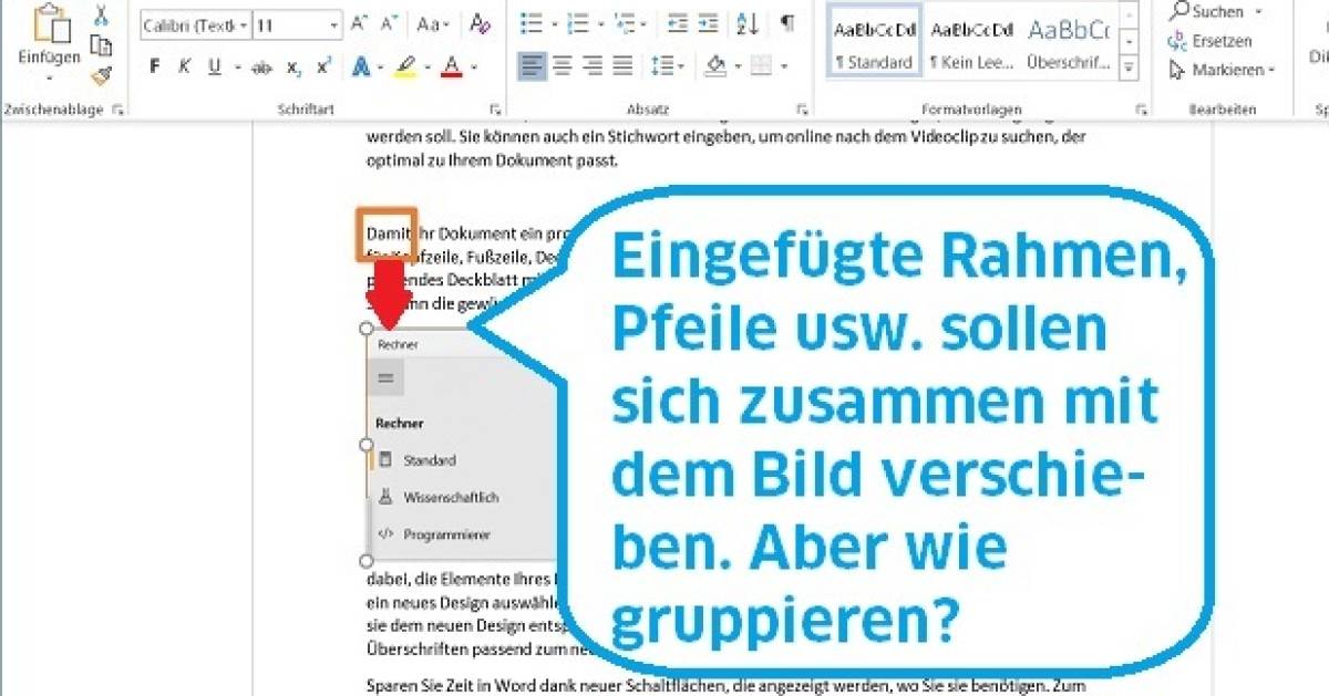 Word und LibreOffice Writer: Bild mit Rahmen, Pfeil oder Linie gruppieren -  pctipp.ch
