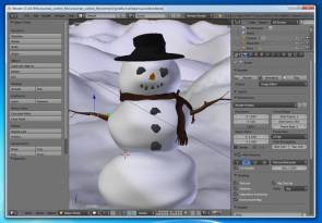 Ein dreidimensional kreierter Schneemann in Blender