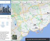 Dieses Bild zeigt Google Maps mit Auswahl Toronto mit Fehlermeldung 