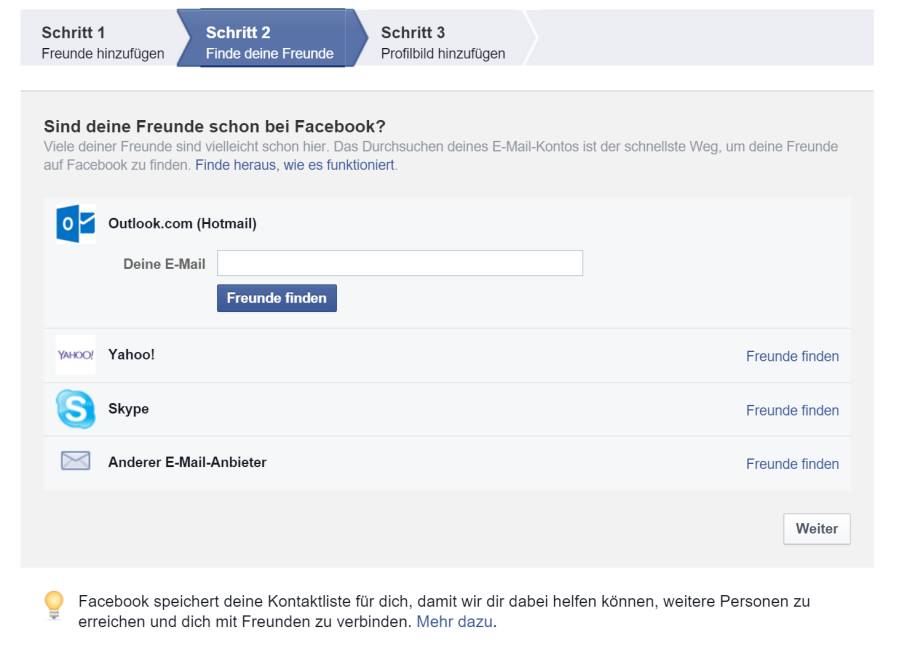Bei facebook weg