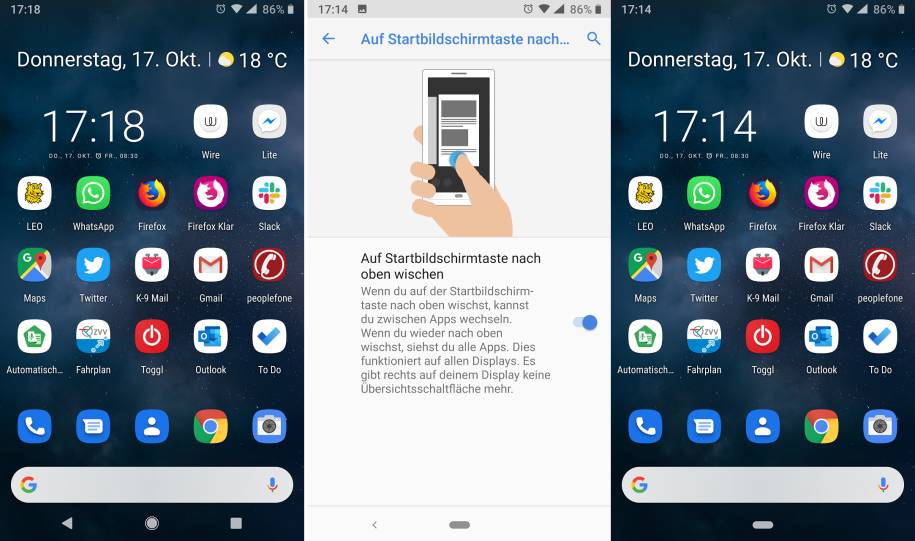 Android-Bedienweise umschalten: «Pille» oder Icons ...