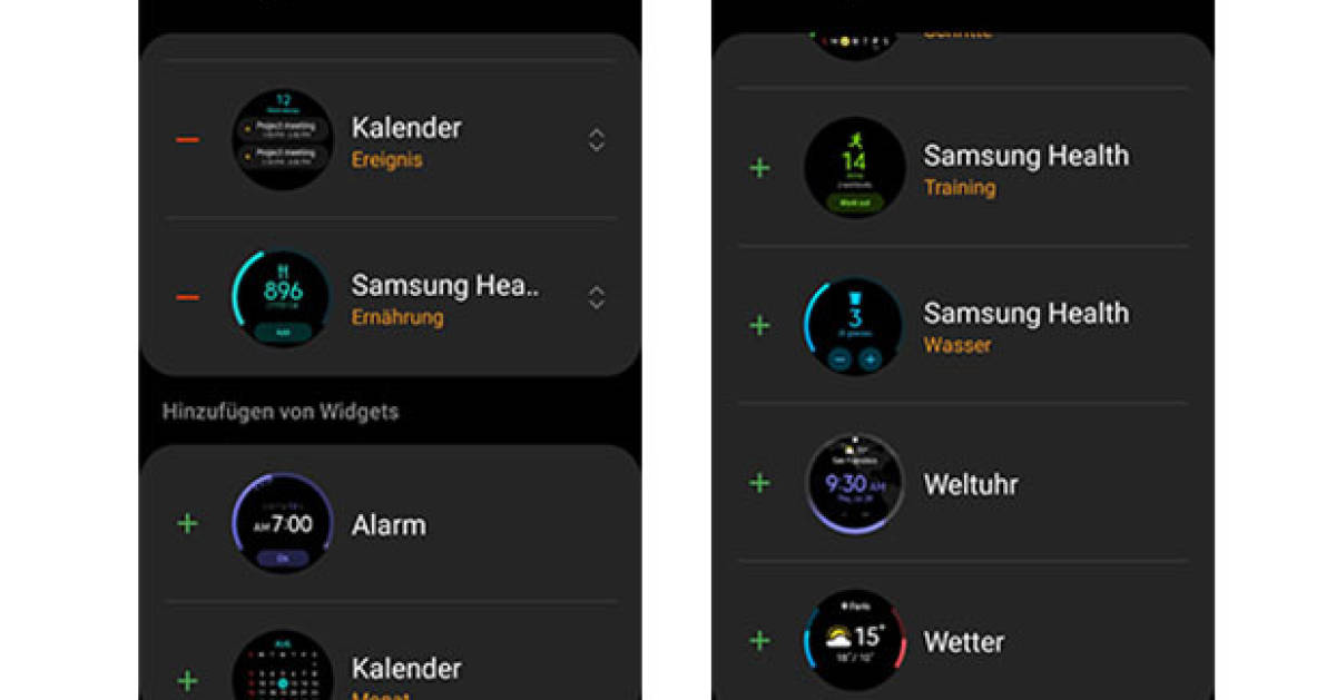 samsung active 2 widgets