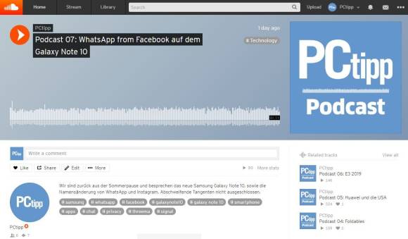 Screenshot des PCtipp-Podcasts auf Soundcloud